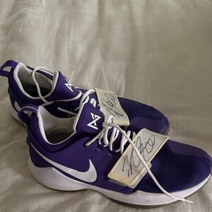 Nike Men's Athletic Shoes in Purple and White Willie Cauley Stein signed shoes.